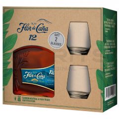 Rum Flor de Caňa 12y 0.7l+2xsklo